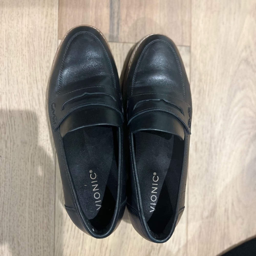 Black Leather Vionic Loafers - Picture 2 of 6